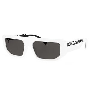 Dolce & Gabbana DG 6203 331287 White Plastic Rectangle Sunglasses Grey Lens